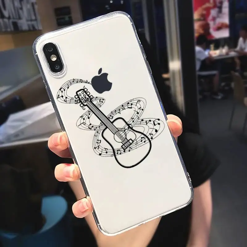 

Violin Musical note fashion Phone Case Transparent for iPhone 6 7 8 11 12 s mini pro X XS XR MAX Plus