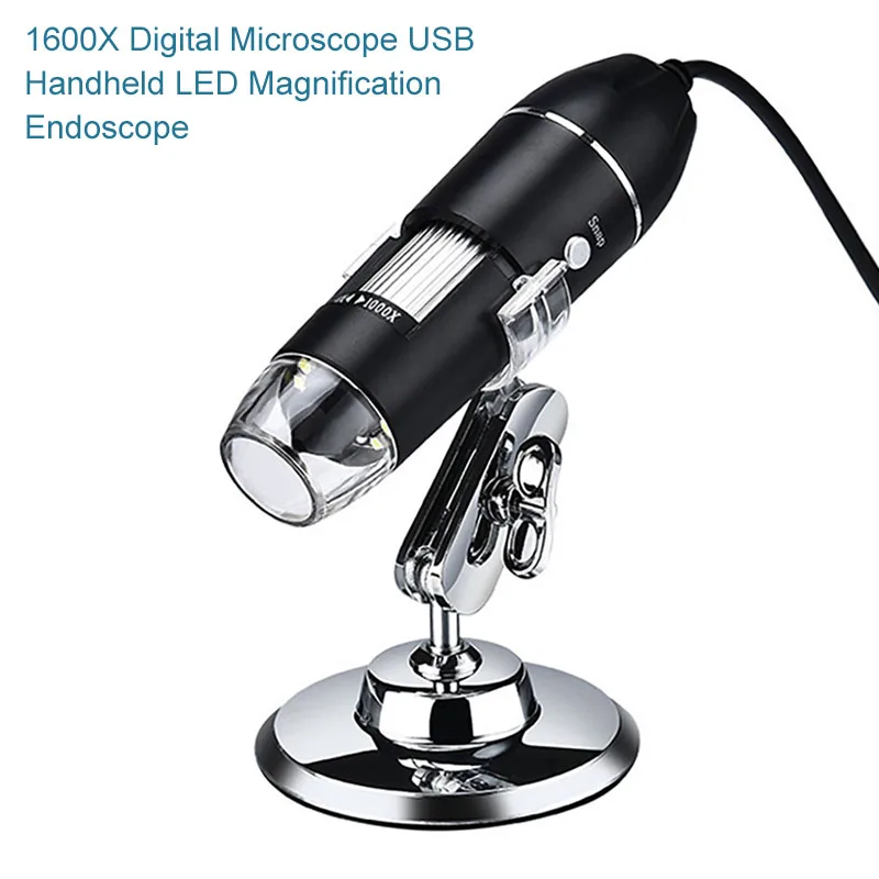 

1600X 1000X USB Microscope Handheld Portable Digital Microscope USB Interface Electron Microscopes with 8 LEDs with Bracket