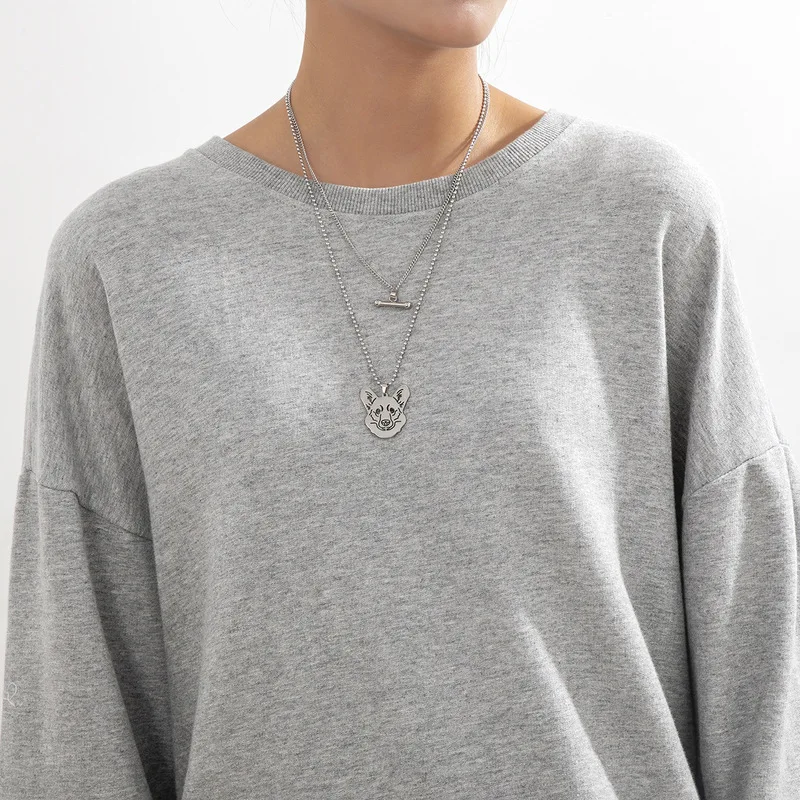 

POTCET Unisex Stainless Steel Husky Titanium Steel Necklace Pendant Clavicle Chain Geometric Fashion Hip Hop Party Jewelry