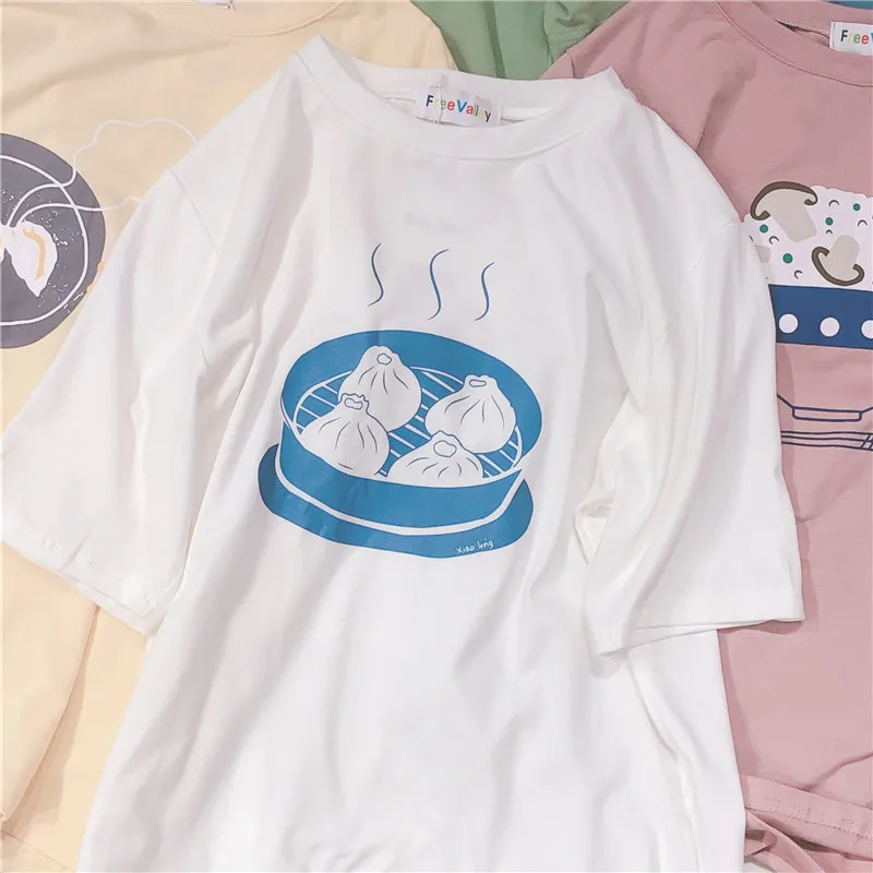 White Японские летние новые женские милые футболки с мультяшным принтом Bestie Mori Girl футболка с короткими рукавами школьные рубашки для девочек-подростков свободная футболка - Цвет: White