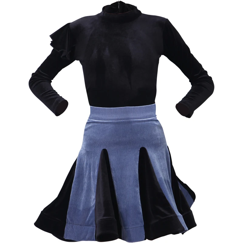 

Slim Latin Dance Costumes Girls Samba Tango Cha Cha Salsa Rumba Ballroom Practice Wear Long Sleeve Performance Clothing DC3153