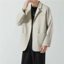 2021 nova moda masculina casual terno masculino versão coreana turn down collar cor sólida túnica chinesa casual terno fino jaqueta juventude (1)