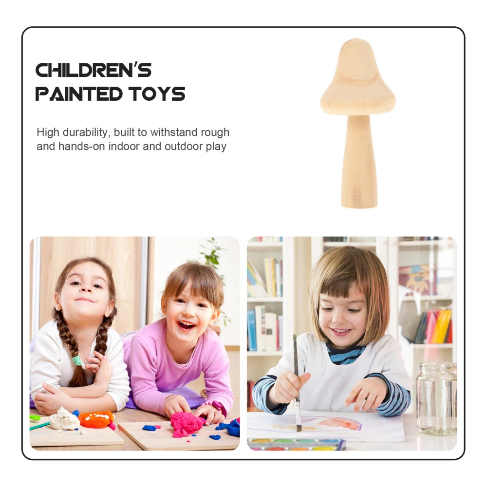 

6 Pcs Wooden Mushroom Pegs Children Graffiti Painting DIY Mushroom Pegs
