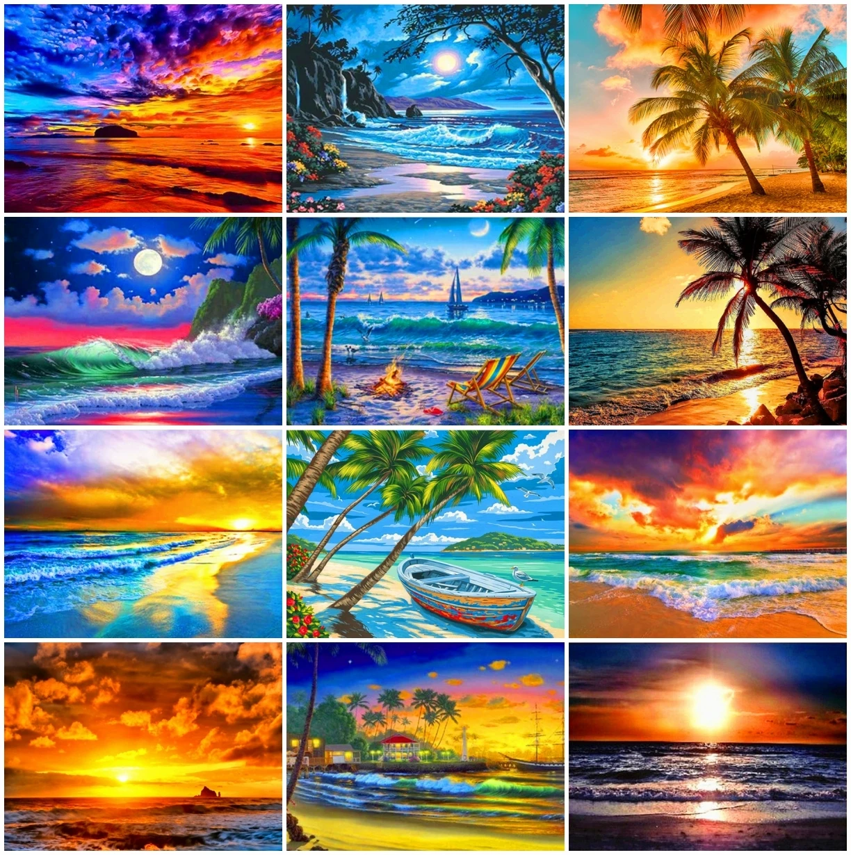 

Алмазная вышивка AZQSD, закат, море, мозаика 5D стразы, ручная работа, алмазная живопись, пейзаж, вышивка крестиком, домашний декор