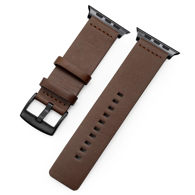 Ремешок из натуральной кожи для Apple Watch Band 44 мм 42 40 38 классический черный