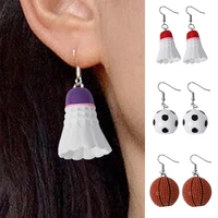 womens fashion resin earrings basketball ear drop mini imitated football funny sports earrings gift
