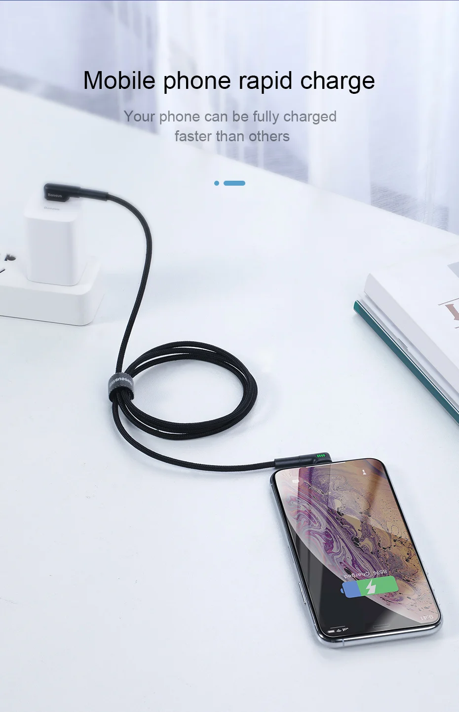Baseus USB кабель для iPhone XR Xs Max 8 7 Plus 2.4A Быстрая зарядка светодиодный светильник локоть Зарядное устройство USB кабель для передачи данных для мобильного телефона