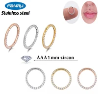 stainless steel hoop cz earrings clicker helix piercing cartilage tragus septum segment nose ring daith body perforated jewelry