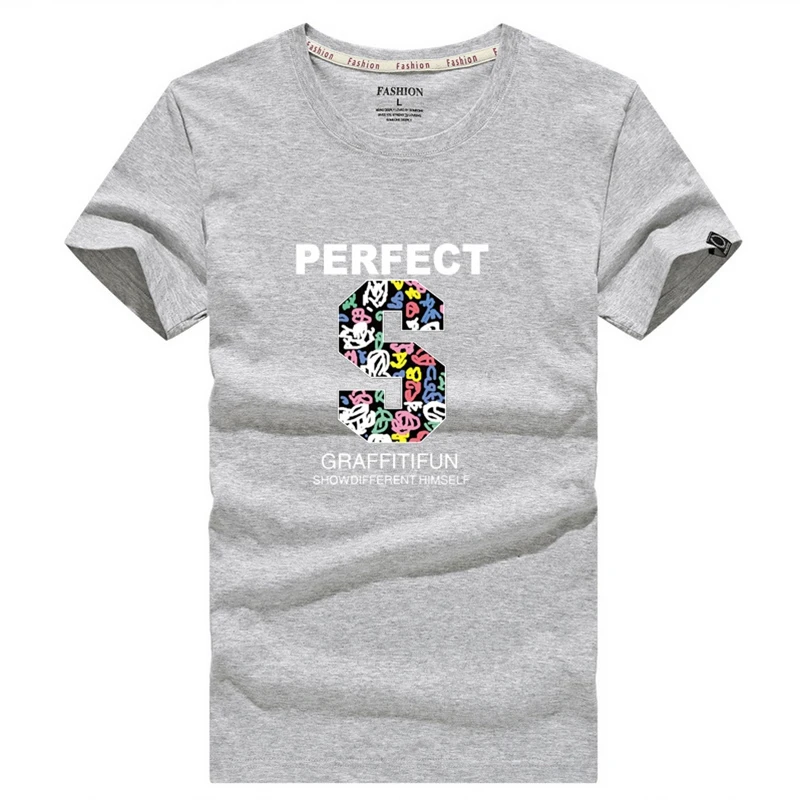 Хлопковые мужские футболки с круглым вырезом модные топы геометрическим узором