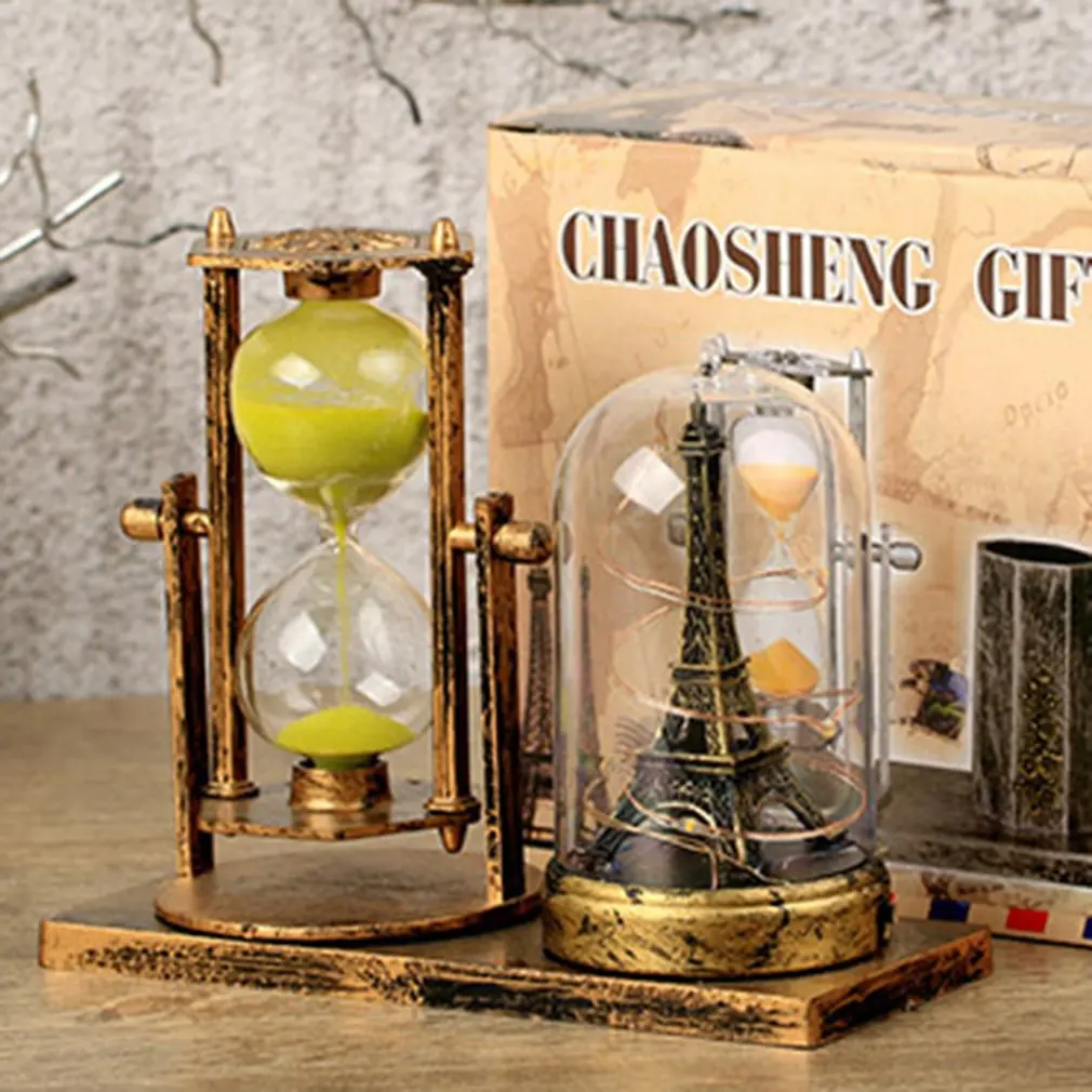 Светящаяся башня в европейском стиле ретро украшение песочные часы Золотое | Дом