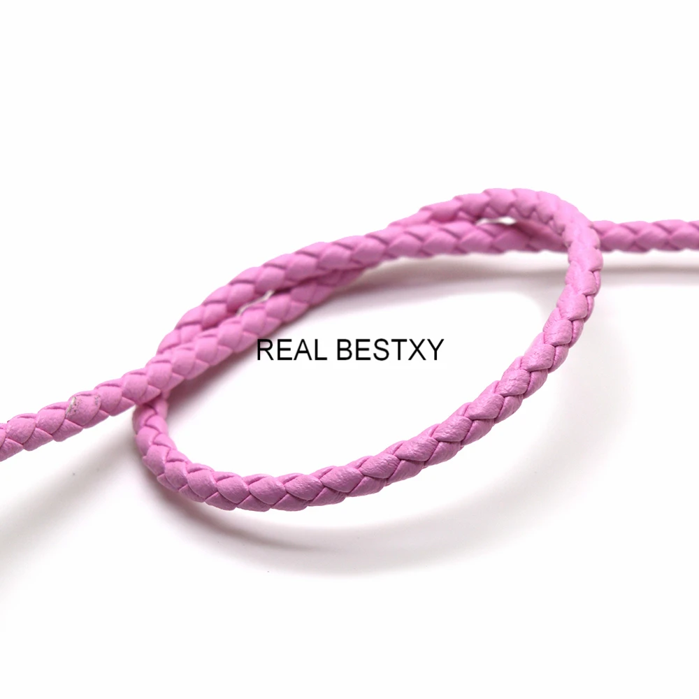 5 м/лот 4 мм круглый розовый плетеный кожаный ремешок шнур для работы браслетов