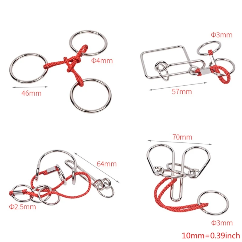 

Butebuy Metal Wire Wood Puzzle Set IQ Mind Brain Teaser Link Unlock Interlock