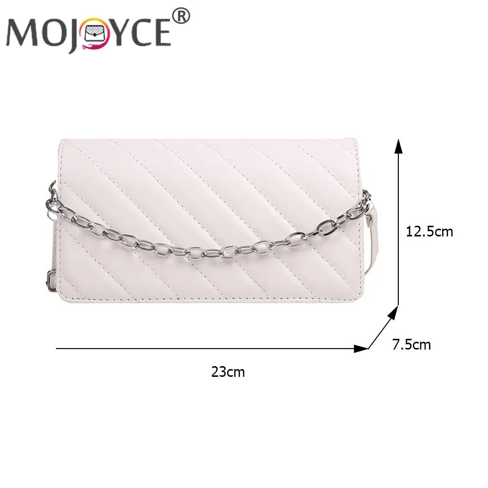 

Portable PU Leather Chain Messenger Handbags Fashion Women Pure Color Shoulder Crossbody Bag Casual All-match Striped Purse