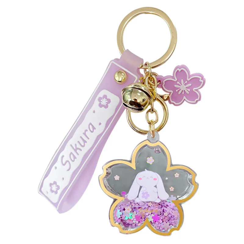 

New Cartoon Acrylic Into Oil Keychains Dream Cherry Bunny Key Chain Lady Lovely Bag Pendant Lovers Accessories Gifts Key Rings