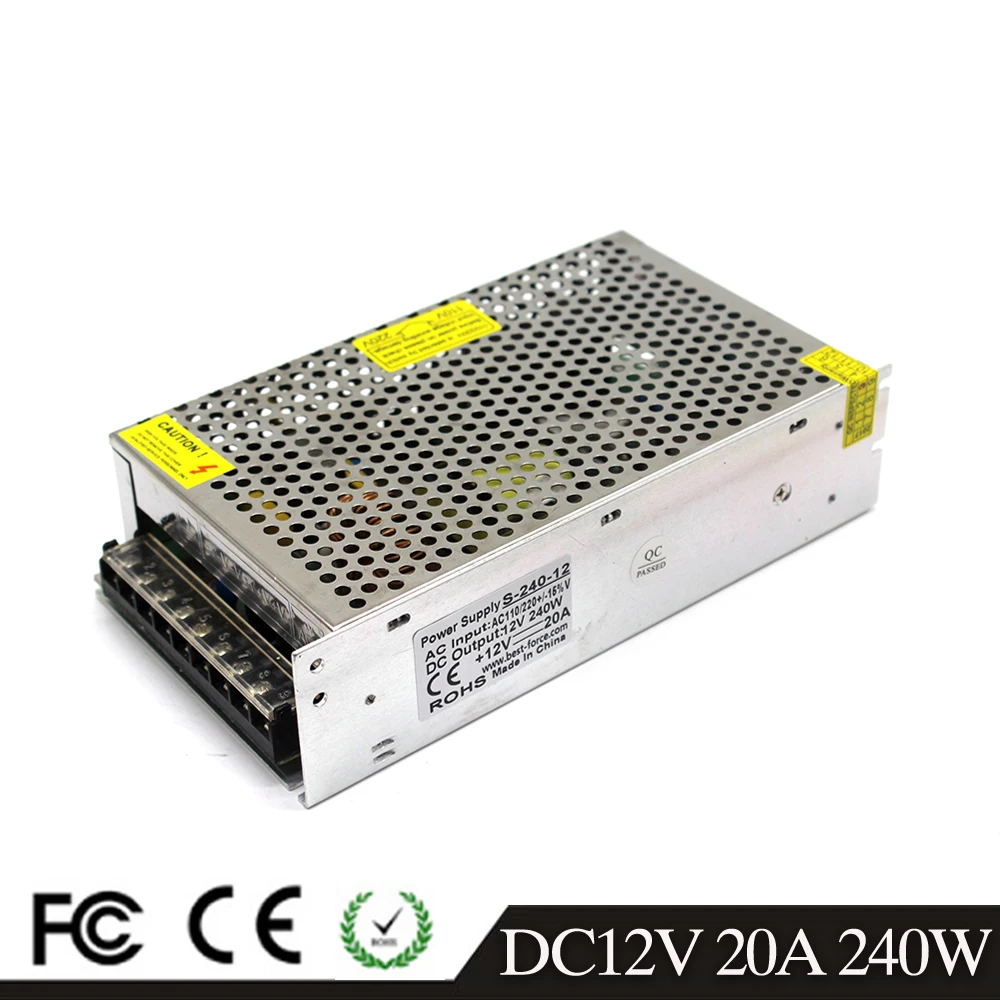 Лучшее качество 12V 20A 240W Драйвер импульсного источника питания Трансформатор 110V