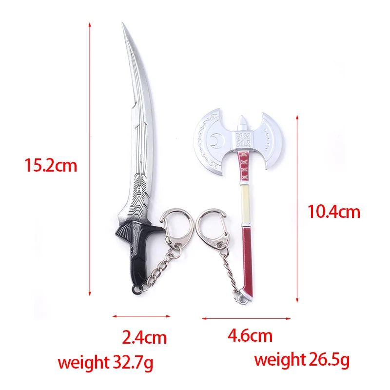 

Movie Alita Battle Angel Damascus Steel Keychain Ax Arms Metal Weapon Keyring Model Car Simple Favorites Accessories