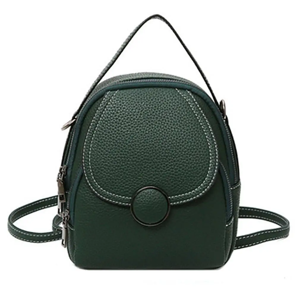 

Women Solid Color Zipper Mini Backpack Soft Faux Leather Handbag Satchel Bag