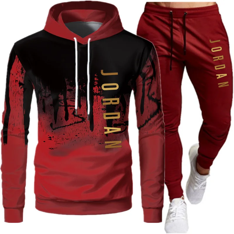 

Jordan 2 Pieces Sets Tracksuit Men Hooded Sweatshirt+pants Pullover Hoodie Sportwear Suit Ropa Hombre Casual Clothes Size S-3XL