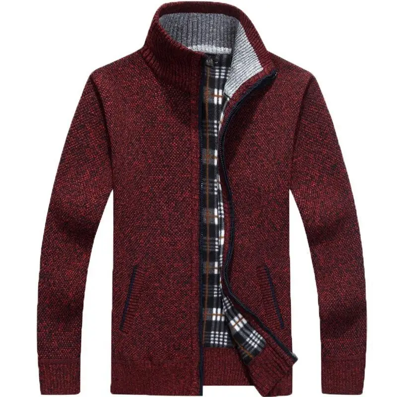 

New Cardigan Sweater Men Autumn Winter SweaterCoats Male Thick Faux Fur Wool Mens Sweater Jackets Casual Knitwear Size M-3XL