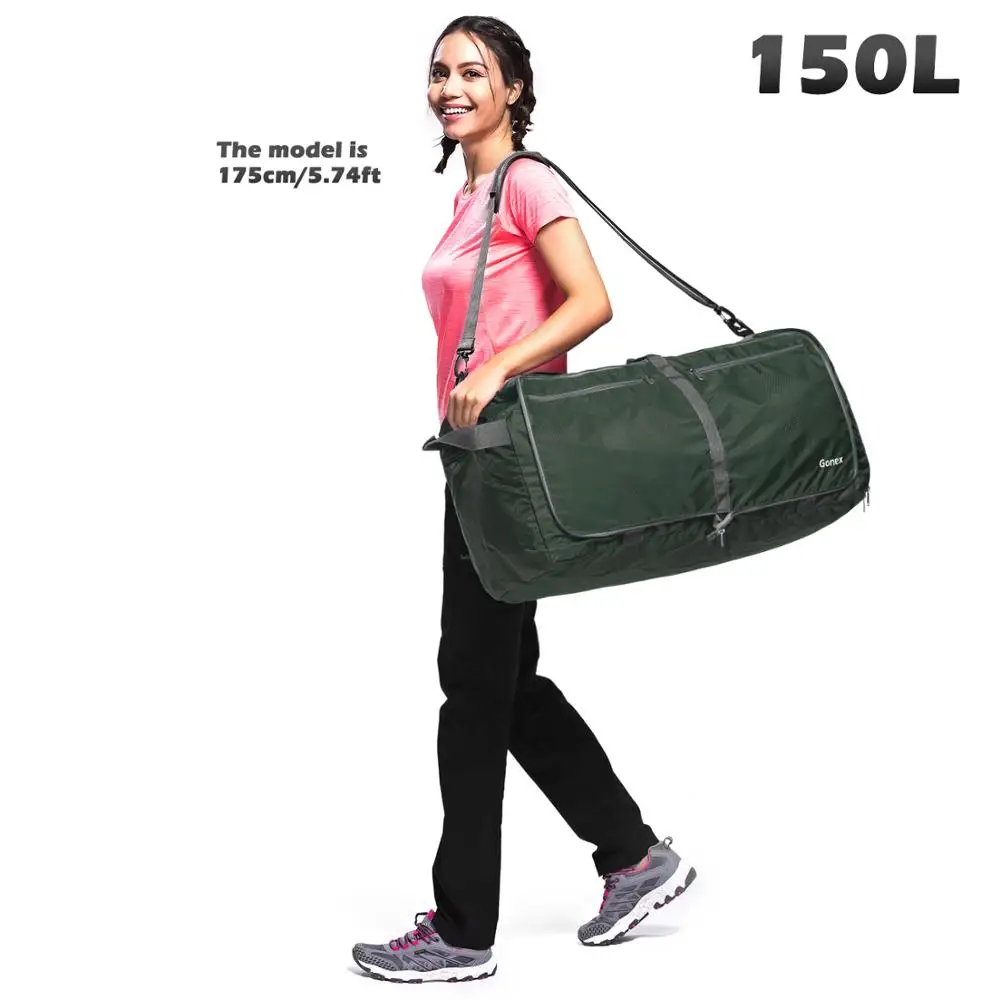 Dark Olive 150L Gonex 100 л дорожная сумка для багажа 210D нейлоновая Женская и мужская дорожная сумка для путешествий Сверхлегкая складная сумка для отдыха и деловой поездки - Цвет: Dark Olive 150L