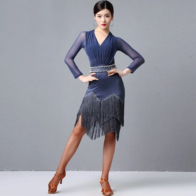 2019 платья для латинских танцев с длинным рукавом женщин и девушек сексуальная