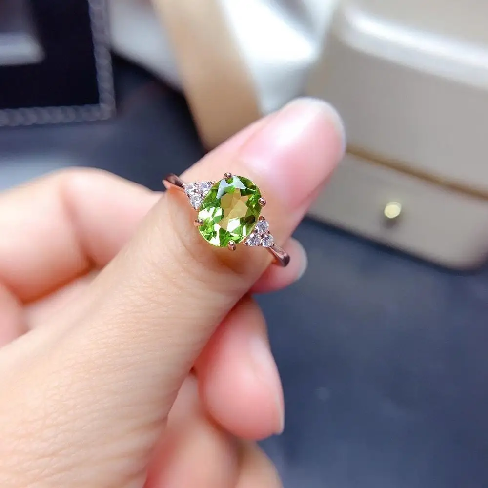 

Natural Green Peridot Sterling Silver Ring, August Birthstone,Handamde Engagement Statement Wedding. Gift For Women Her