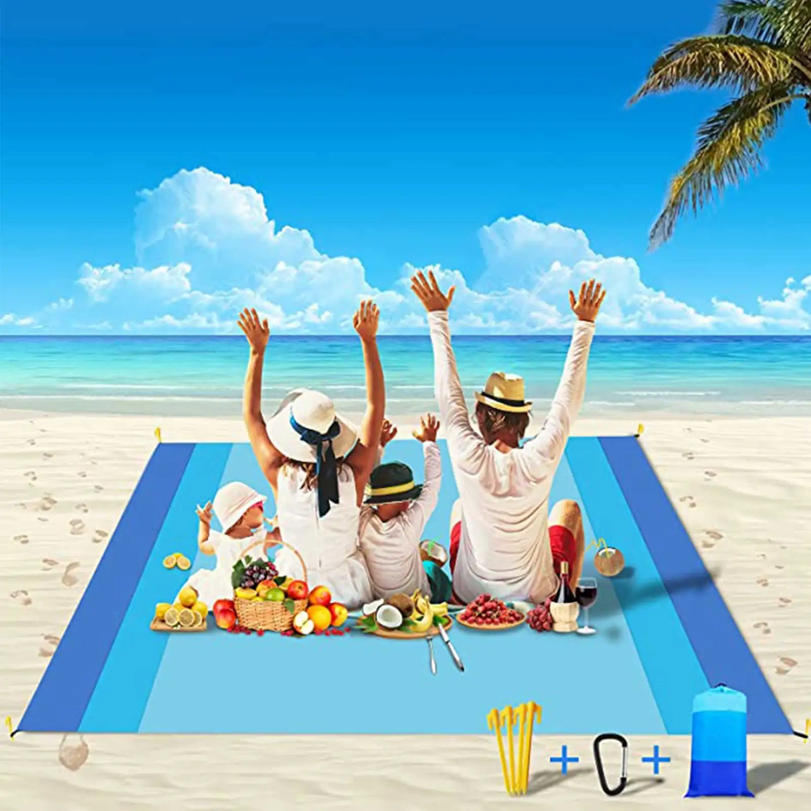 

210*200cm 210*250 Cm Large Waterproof Beach Blanket Lightweight Portable Picnic Blanket For Outdoor Beach Camping Hiking