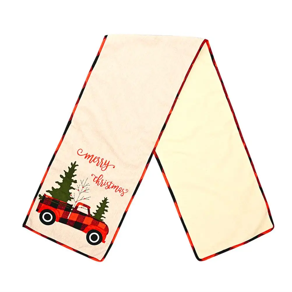 Рождественская скатерть из мешковины с вышивкой для рождественской вечеринки