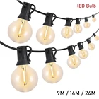 СВЕТОДИОДНАЯ Гирлянда G40 с круглыми лампочками, уличный декоративный шнурок с лампочками для рождественской вечеринки, сада, уличное освещение для внутреннего дворика, заднего двора, 1550