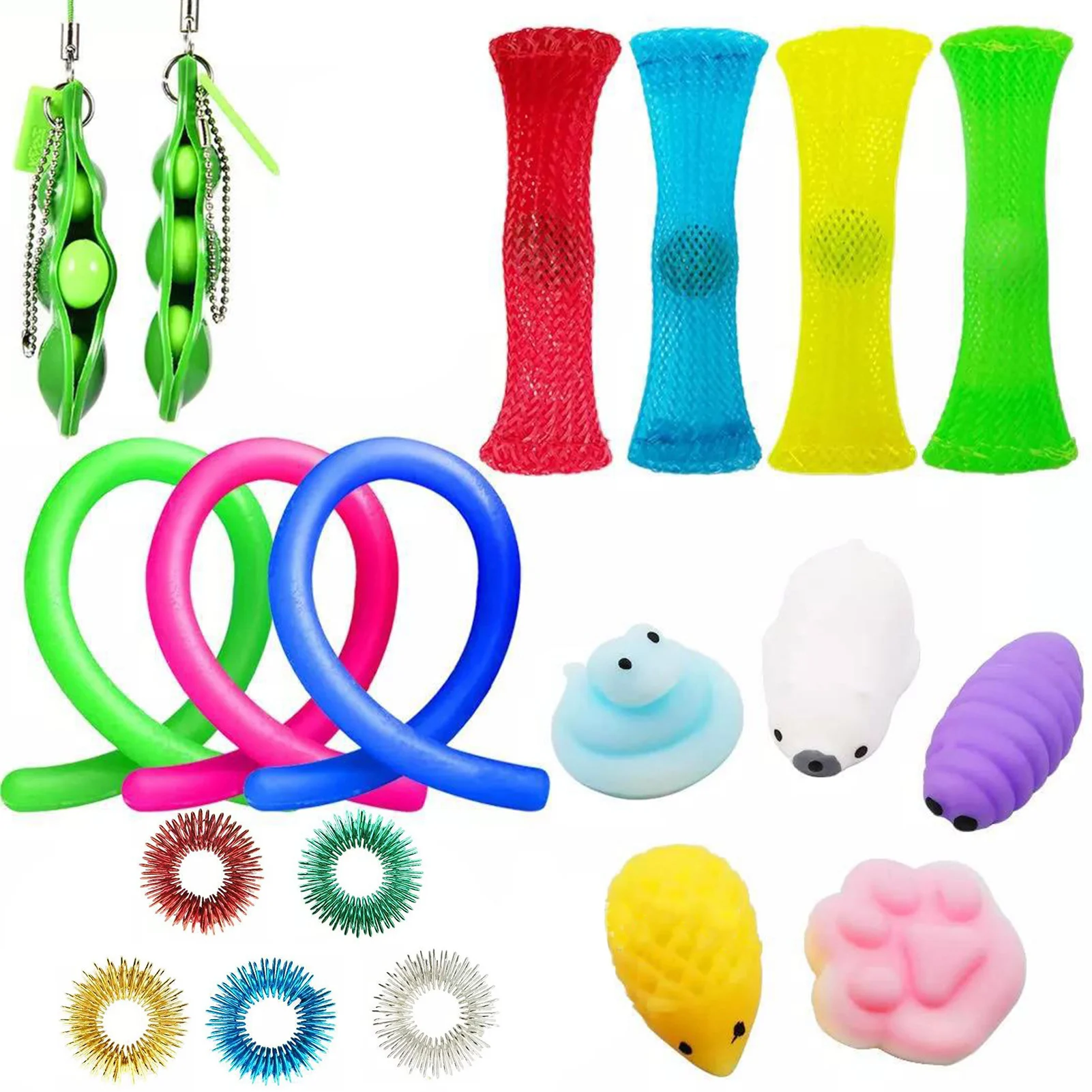 

20 Pack Fidget Sensory Toy Set Stress Relief Toys Autism Anxiety Relief Stress Pop Bubble Fidget Sensory Toy For Kids Adults