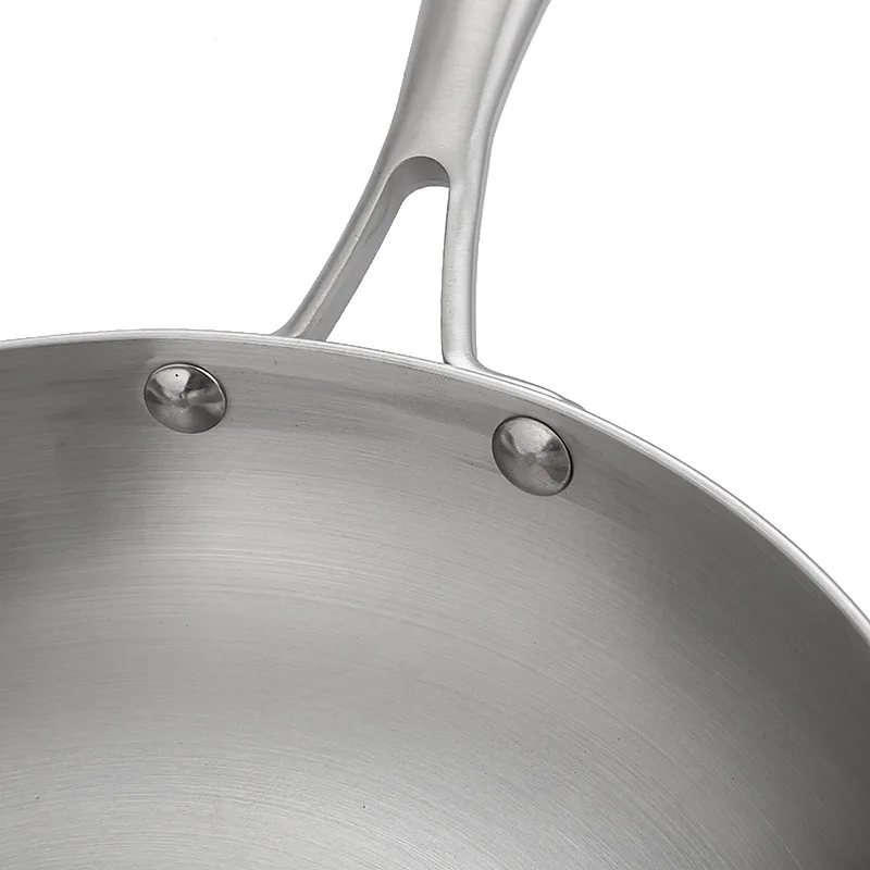

304 Stainless Steel Three-Layer Steel wok Noodle pan Lnduction Cooker gas Universal flat Bottom Steak Frying pan Uncoated