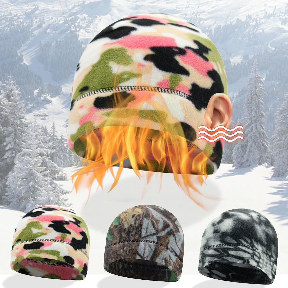 

Winter Fleece Hats Hiking Caps Ski Baggy Beanie Hat Windproof Men Women Skullcap Cycling Cap Hunting Military Tactical Caps