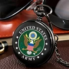 Кварцевые карманные часы с цепочкой в стиле стимпанк, армейские часы США с орлом, ретро-часы для мужчин и женщин, подарочные часы