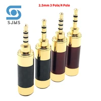 gold plated stereo with clip 2 5 mm 3 pole 4 pole repair headphone jack plug audio plug jack connector soldering for 6mm cable
