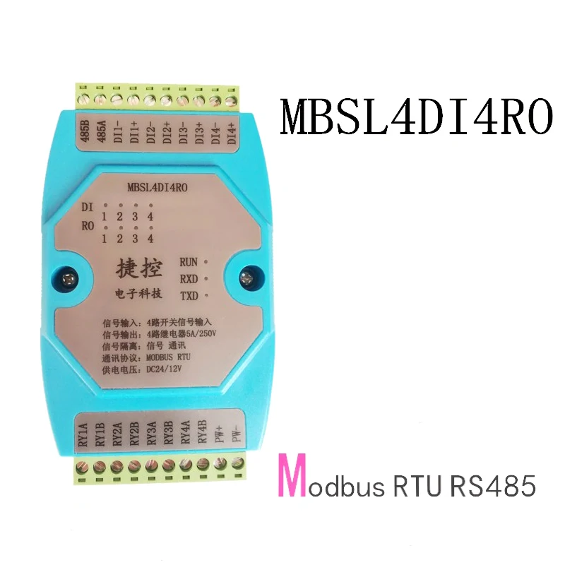 4 способа цифровой вход модуль релейного выхода 4DI4RO изолированный RS485 Modbus RTU сбора