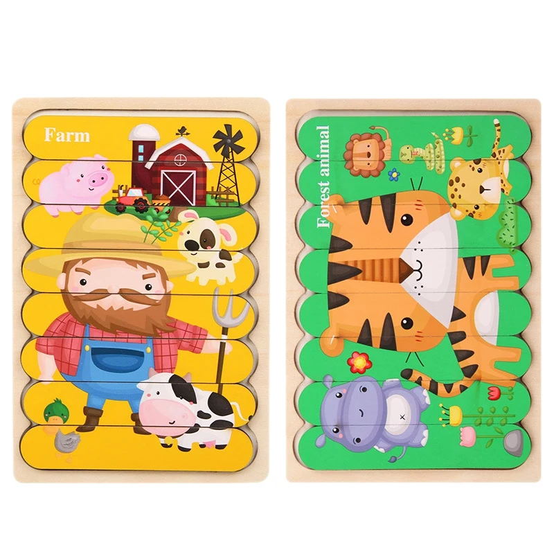 

Double Sided Wooden Puzzle Kids Toys for Children Learning Early Educational Puzzle