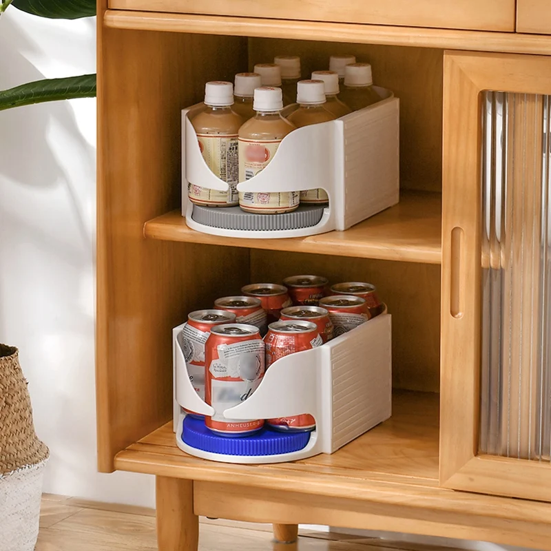

Двойной ролик вращающийся ящик для хранения Кухня холодильник для напитков стойка для пивных банок Roto Caddy шарнирный Органайзер
