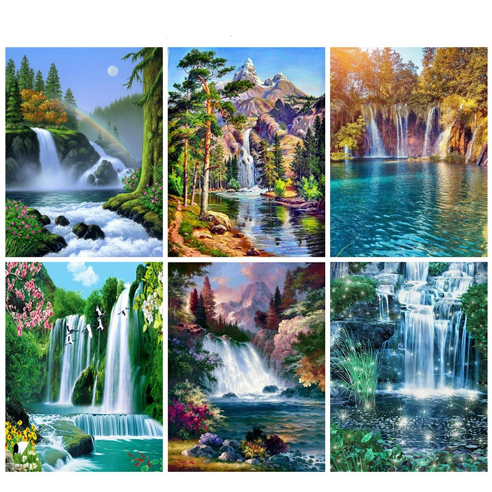 

DUTEY 5D Diamond Painting Waterfall Theme Cross Stitch Kit Full Drill Embroidery Mosaic Handmade Art Gift Hobby Home Decoration