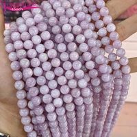 high quality natural kunzite stone round shape loose spacer smooth beads 6810mm diy gems jewelry accessory 38cm sk67