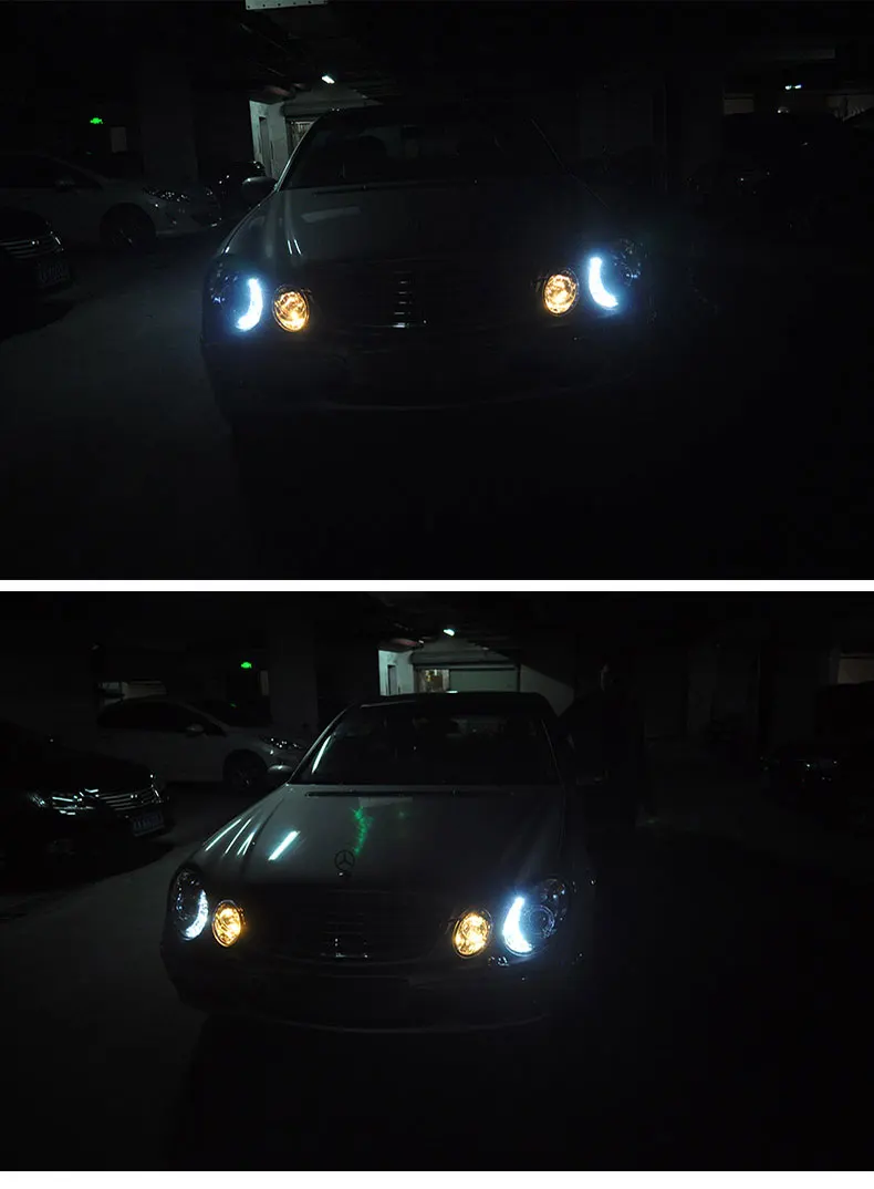 Автомобильный Стайлинг для Benz W211 2002-2005 E240 E200 E280 светодиодный Ангельские глазки DRL Дневной светодиодный налобный фонарь Передний фонарь