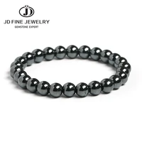 jd natural black hematite stone bracelets men women magnetic beads charm chakra yoga energy strand bangles wristband jewelry
