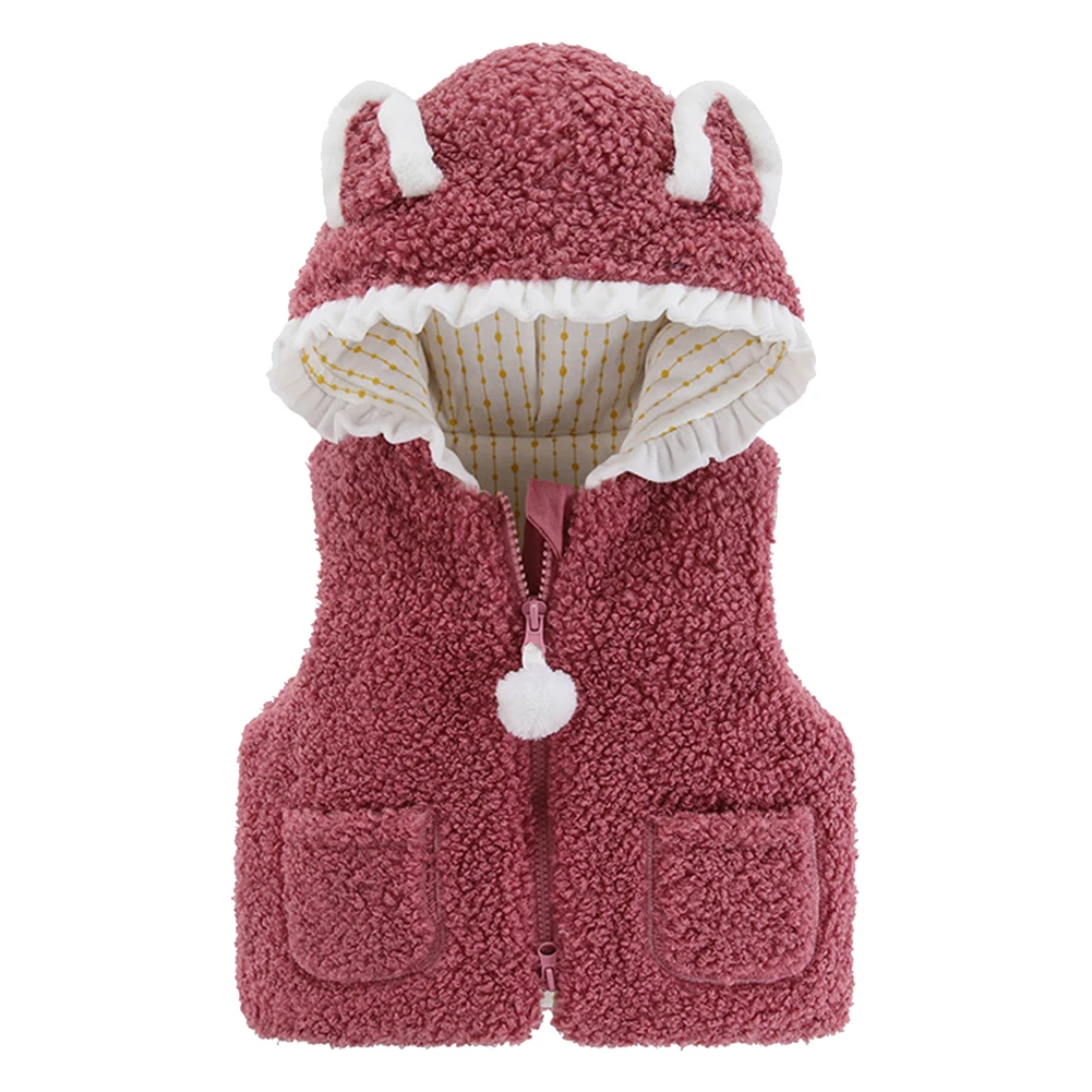 

Baby Sleeveless Jacket Hooded Vest Girls Cartoon Waistcoat Infant Warm Outerwear Thicken Coats Boys Winter Tops with Zipper 1-4T