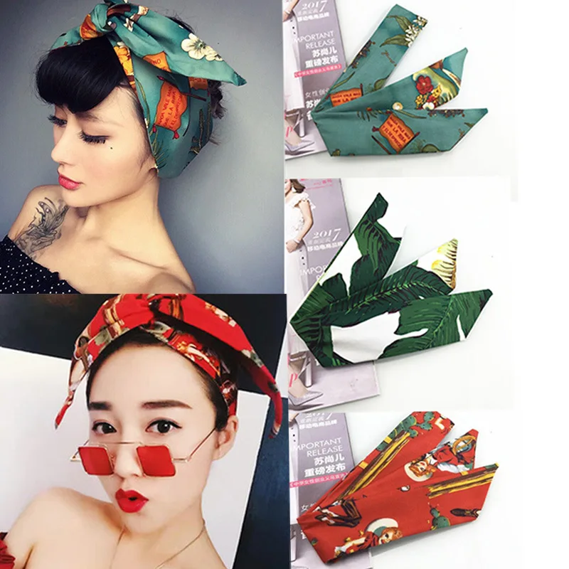 

Модная версия ленты для волос с бантом, лента для волос с узлом, головные уборы, шарф из металлической проволоки, Женская повязка на голову, а...