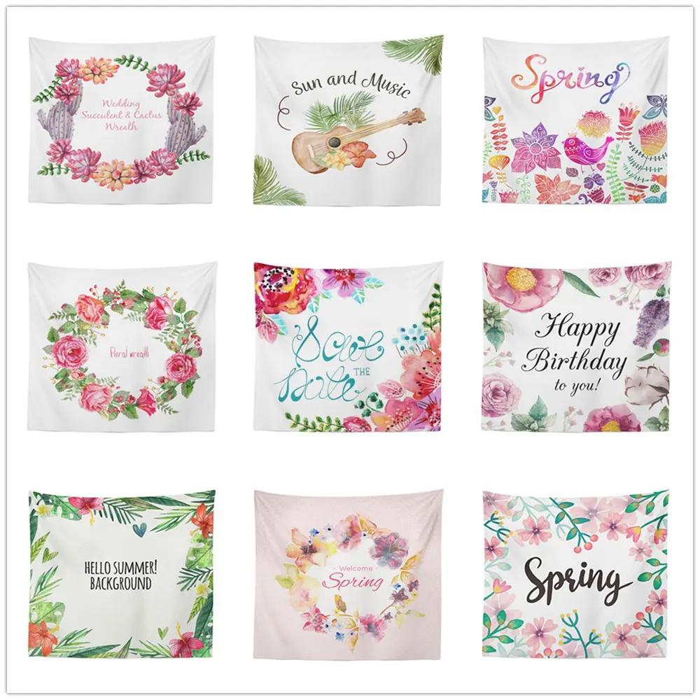 Декоративный гобелен растение зеленая акварель узор серия ТВ фон настенный с