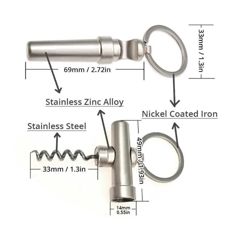 

Multifunctional Zinc Alloy 3 In 1 Bottle Opener Keychain Outdoor Portable Mini Wine Beer Can Opener Keychain Jewelry