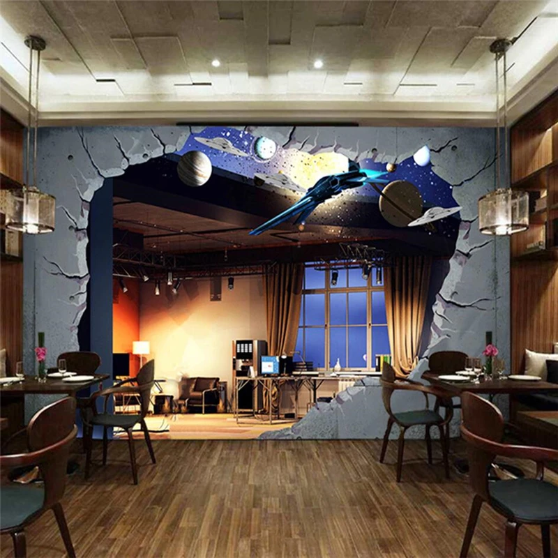 Настенные обои на заказ 3D стереоскопические с космосом научная фантастика