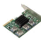 Адаптер-удлинитель PCI-E к PCI-E, от 1 до 4, 1x до 4x, 16x, USB 3,0, карта-конвертер Увеличителя для майнинга BTC, видеокарта