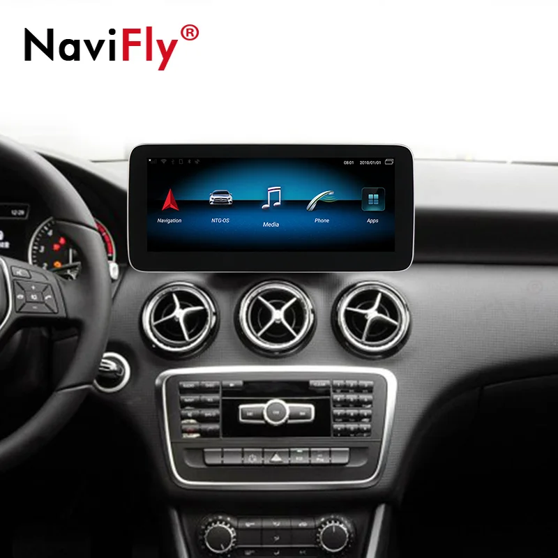 Навигационный мультимедийный плеер NaviFly 8 ГБ + 128 ГБ, экран Blu-ray 1920*720, на Android для автомобилей Mercedes-Benz A-Class W176/GLA-Class X156/CLA-Class C117.