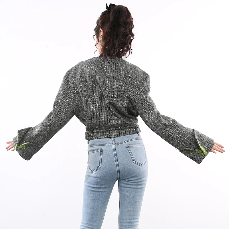 

[EAM] Loose Irregular Gray Short Big Size Woolen Coat Parkas New Long Sleeve Women Fashion Tide Autumn Winter 2021 1DD024102