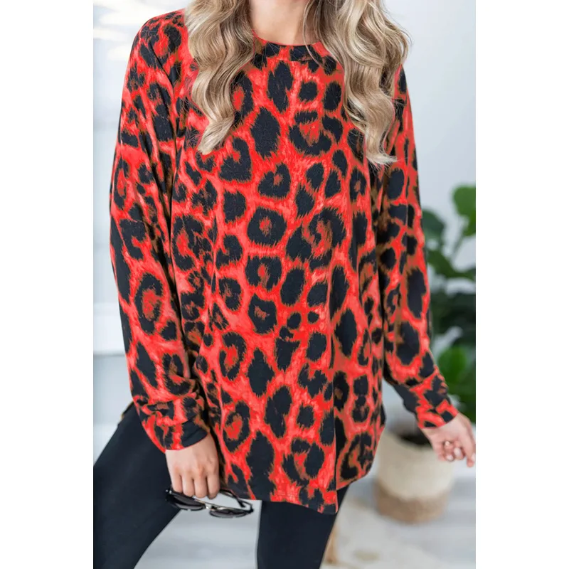 

BAMBOOBOY Autumn 2022 New Arrival Fashion Leopard Print Long Sleeve Loose Casual T-shirt Tops FC759